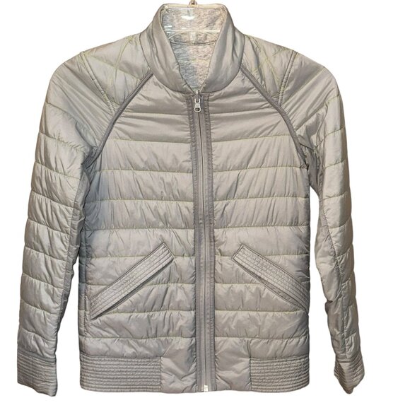 Lululemon The Bomb Bomber Quilted Reversible Jacket‎ Grey Size 2 - Picture 1 of 9